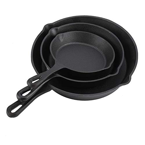 SOONHUA 3PCS Cast Iron Skillet Set,Non Stick Cast Iron Pans Fried