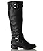 Soda Women's Faux Leather Buckle Knee High Riding Boot