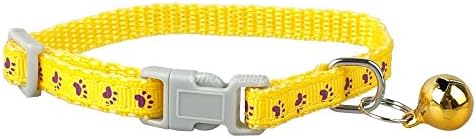 WeMore(TM)0.8cm Wide Nylon Small Puppy Kitten Kitty Cat Collar with Bell 6 Colors Pink,Red ,Blue Cute Paw Printed