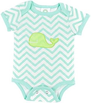 Carley Barley Organic Chevron Whale Short-sleeve Bodysuit (0-3 Months)