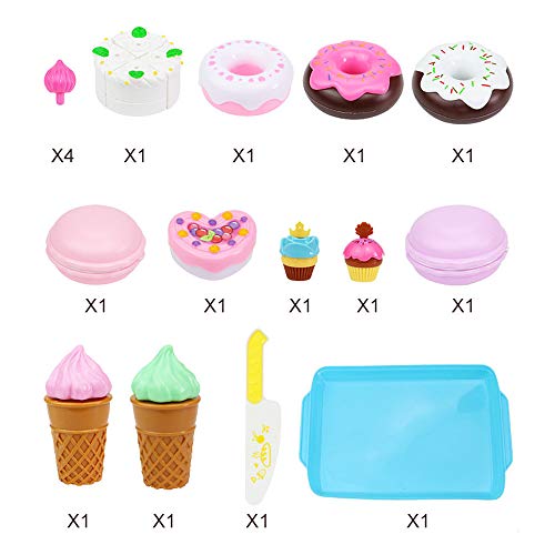 LtrottedJ Dessert Cake Food Toy Pretend Play Food Ice Cream Birthday Cake Set Toy