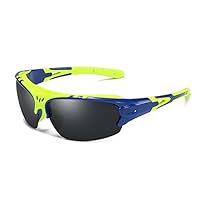 Aigemi Polarized Sports Sunglasses for Men Women Cycling Running Driving Fishing Golf Baseball (Blue(Yellow)/Black)