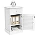go2buy Bedside Table Cabinets Nightstands with Storage Drawer and Cupboard Units Adjustable Height Shelf in White Set of 2