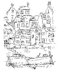 Art Stamp Harbour Scene Stamp