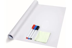 ZNCMRR Dry Erase Whiteboard Sticker Wall Decal, Self-Adhesive White Board Peel Stick Paper for School,Office,Home,Kids Drawing with 3 Pen 78.7"x17.7"