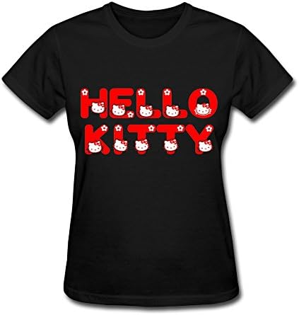 Hello Kitty Tshirts For Woman Short Sleeve[ XXL Black
