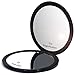 Makeup Pocket Mirror with 10x Magnification Glass Plus Plain Mirror (Black)