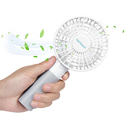 Mini Handheld Fan, HAMSWAN Portable Fan, Desk Fan, Personal Mini USB Fan, USB Rechargeable Battery Operated Fan -White