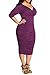 Pink Queen Womens Plus Size Deep V Neck Wrap Ruched Waisted Bodycon Dress XL Purple
