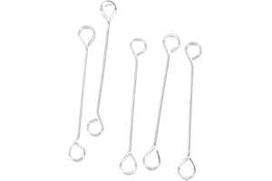 AGCFABS 50pcs/lot 15 20 25 30 45mm Metal Stainless Steel Steel Double Eye Pin Earrings Ear Connecting Rod for DIY Jewelry Pins Making Handcraft Supplies (Silver, Length 15mm)