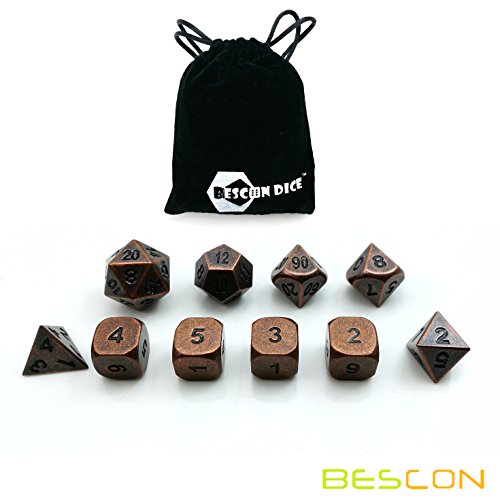 image for BESCON DICE Bescon 10pcs Set Antique Copper Solid Metal Polyhedral D&D