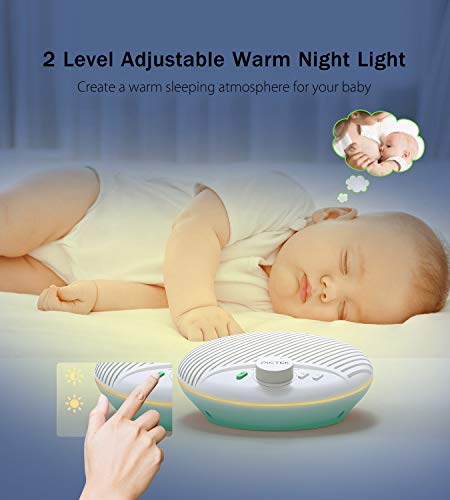 PICTEK White Noise Machine with Night Light for Baby Sleeping, 10 White Noise and Fan Sound Machine, Auto-off Timer & Memory Feature, Dimmable Warm Night Light for Baby Nursery, Office Privacy, Travel