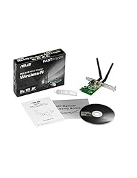 ASUS (PCE N15) adaptador de red Wireless N de máximo rendimiento (300 Mbps de transmisión receptor de 300 Mbps) con interfaz PCI E, incluye soporte de perfil bajo y altura completa, soporte de botón WPS