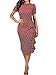 oxiuly Women's Vintage Polka Dot Floral Patchwork Stretchy Work Casual Bodycon Sheath Pencil Dress OX055