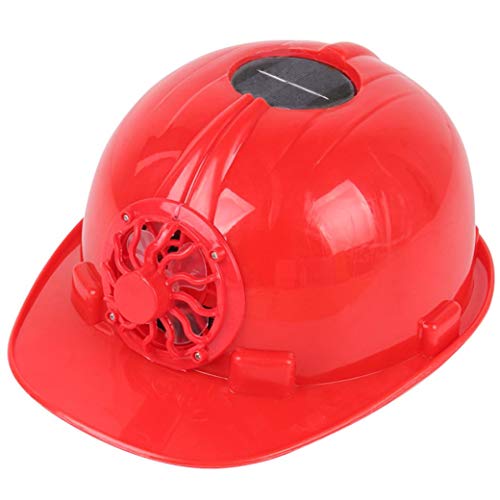 Deesee(TM)Ultimate Solar Powered Cooling Fan Safety Helmet Work Hard Cap Hat Head (Red)
