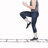 Agility ladder training equipment for kids, athletes and all sports. Can be used for indoor and outdoor for speed training soccer, football and other activities, 15ft long, 11 Rung