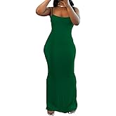 PINSV Women Summer Long Dress Casual Slip Sexy Sleeveless Bodycon Maxi Dresses for Women