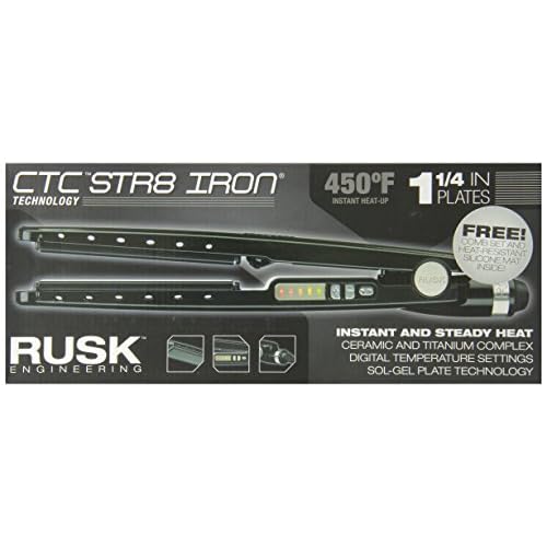 Rusk RSK732 Professional Str8 Titanium-Infused Ceramic Flat Iron, 1-1/4 Inch image