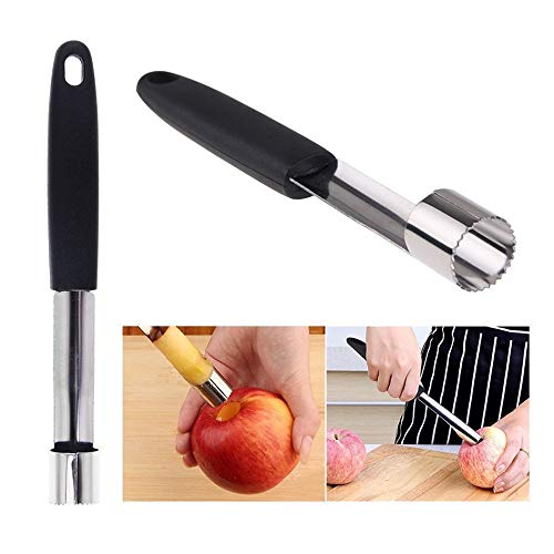 Stainless Steel Apple Core Remover,Fruit Corer Remover Tool for Home & Kitchen with Sharp Serrated Blade (Black)