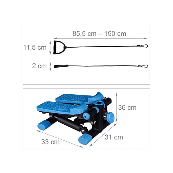 Relaxdays-Unisex-Stepper-Adjustable-Resistance-with-Expander-Speedometer-and-Step-Counter-Hxwxd-170-X-31-x-33-cm-Black-Blue-M Relaxdays Unisex Stepper, Adjustable Resistance, with Expander, Speedometer and Step Counter, Hxwxd: 170 X 31 x 33 cm…