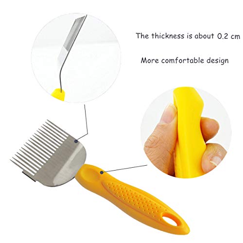 Stainless Steel Tines Uncapping Fork Tool with Plastic Handle - Beekeeping Equipment Bee Hive Hand Tool Beekeeper Tool（Yellow） - Thumbnail 2