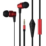 Francois et Mimi In-Ear 3.5mm Aux Hi-Fidelity Flat Cable Non-Tangle Headphones Earbuds IP610 Red