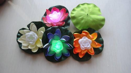 Pack of 5 Color Changing Water Lily Lotus LED Lights By Backto20s