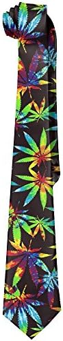 Tie Dye Pot Leaf Weeds Men's Tie Long Necktie Skinny Neckwear Silk
