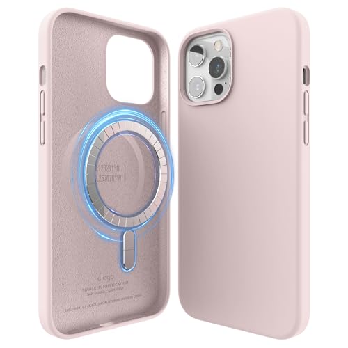 elago Magnetic Case for iPhone 12 Pro Max Case MagSafe 6.7 inch - Easy to Hold, Soft Grip Silicone, Built-in Magnets, Compatible with All MagSafe Accessories [Lovely Pink]