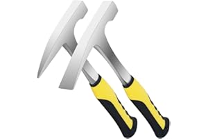 A PEERLESS SHOVEL 2-piece set: 23-ounce rock hammer, all-steel geologist hammer, with flat and pointed heads equipped with anti-slip handles, suitable for gold mining and exploration. (style-7)