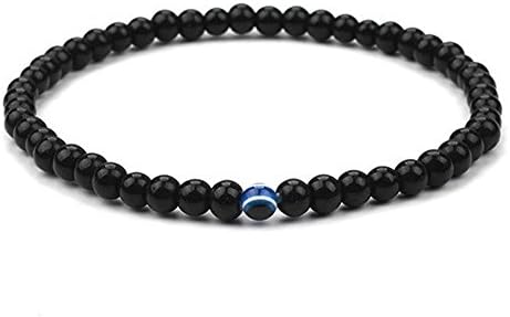 Radiantaccessory Fashion Men Boys Bangle Bracelets Evil Eye Polish Stones Beads Handmade Bracelet