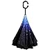 ALINK Inside Out Reverse Folding Umbrella, Large Double Layer Outdoor Rain & Sun Inverted Open & Close No Drip Umbrella - Starry Sky