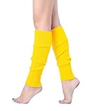 Women Winter Warm Leg Warmers Knitted Long Socks (one size, Yellow)