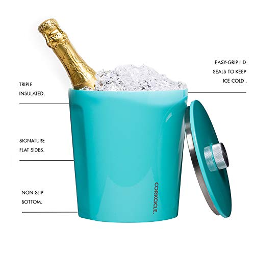 Corkcicle TripleWalled Insulated Stainless Steel Ice Bucket With Lid, Keep Beverages Cold for