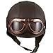 Leather Brown Motorcycle Goggles Vintage Garman Style Half Helmets Motorcycle Biker Cruiser Scooter Touring Helmet