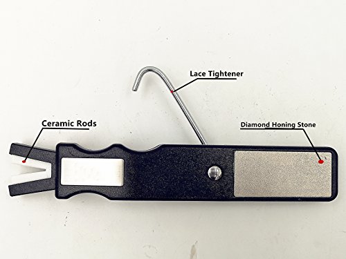 TIPU Multi Function Ice Skate Sharpener, Skate Sharpener & Lace Tightener, Re-Edger Skate Sharpener for Ice Hockey Skate, Quick Repairs Before Ice Skating