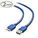 Cable Matters 2-Pack, Micro USB 3.0 Cable 3ft, External Hard Drive Cable, USB toUSB-Micro B Cord, Compatible with Seagate, LaCie, Toshiba, Samsung, Western Digital/WD External Hard Drive, Blue