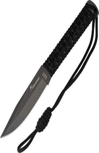 Wild Steer Knives PWT2013 Wild Tech 2 Fixed Blade Knife with Black Paracord Wrapped Handles