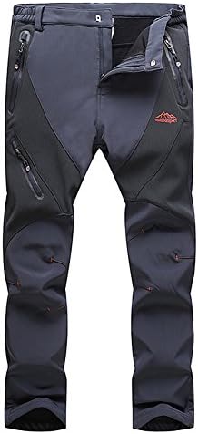 LASIUMIAT Men's Winter Ski Pants Fleece Lined Softshell Snow Hiking Snowboard Pants with 5 Zipper Pockets