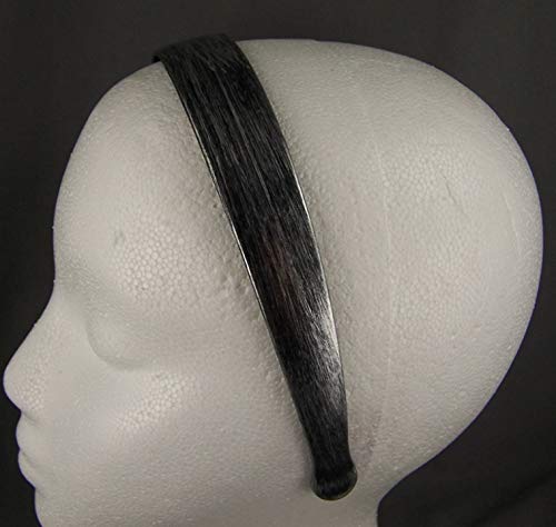 Silver Black brush stroke plastic 1 inch wide headband hair band accessory teeth