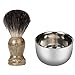 TONSEE Stainless Steel Metal Men's Shaving Mug Bowl Cup + Shaving Brush