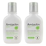 AmLactin Alpha-Hydroxy Therapy Moisturizing Body Lotion with Lactic Acid for Dry Skin, White, Fragrance-Free, 2 Ounce(Pack of 2)