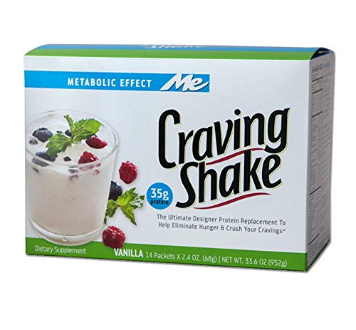 Craving Shake - Delicious Grass Fed Whey Protein Weight Loss Meal Replacement - Vanilla Flavored - 14 Convenient Single Serving Packs