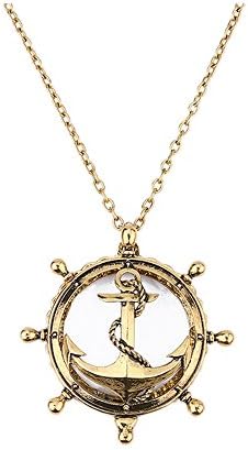 Anchor Hollow Magnifier Magnifying Glass Sliding Top Magnet Pendant Necklace