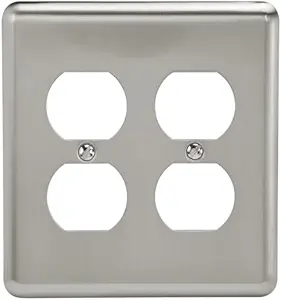 Amerelle Devon Round Corner Double Duplex Steel Wallplate in Brushed Nickel