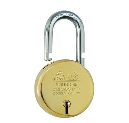 Link L65-LBPL-65 Brass Door Padlock 65 Round 3 Milled Keys (Gold)