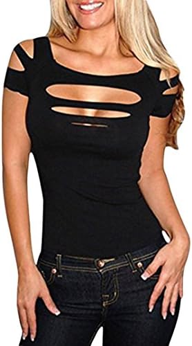 Women's Blouse, Shubuy Ladies Summer Short Sleeve Slashed Ripped Cut Out Clubwear Party Shirt Stretchy Tops