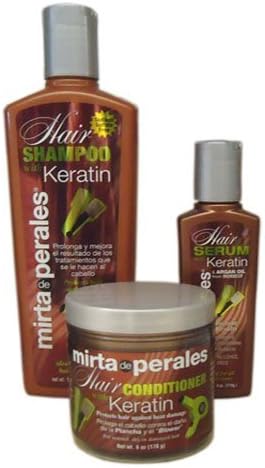 Mirta de Perales Keratin Hair Shampoo 16oz + Conditioner 6oz + Serum 4oz "Combo Set"