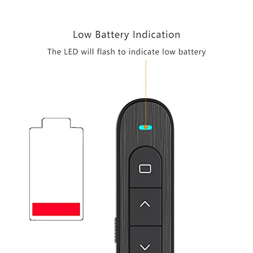 [360mAH Rechargeable Presenter ] KNORVAY N76 Wireless Presenter Rechargeable Hyperlink Volume Control USB Presentation Powerpoint Clicker Remote Control Slide Advancer 2.4GHz (B-Black) - Thumbnail 6