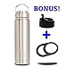 ekotology 21oz Vacuum Bottle & Stainless Steel Lid -NO Plastic No Straw- Wide Mouth with Bonus Kilimanjaro 21 oz/0.62 Liter